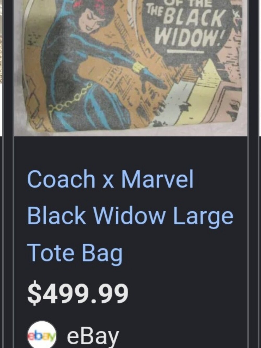Coach x Marvel Blk Widow Cnvs Tote/ Shoulderbag-New With Tags &Wrap - Picture 6 of 8